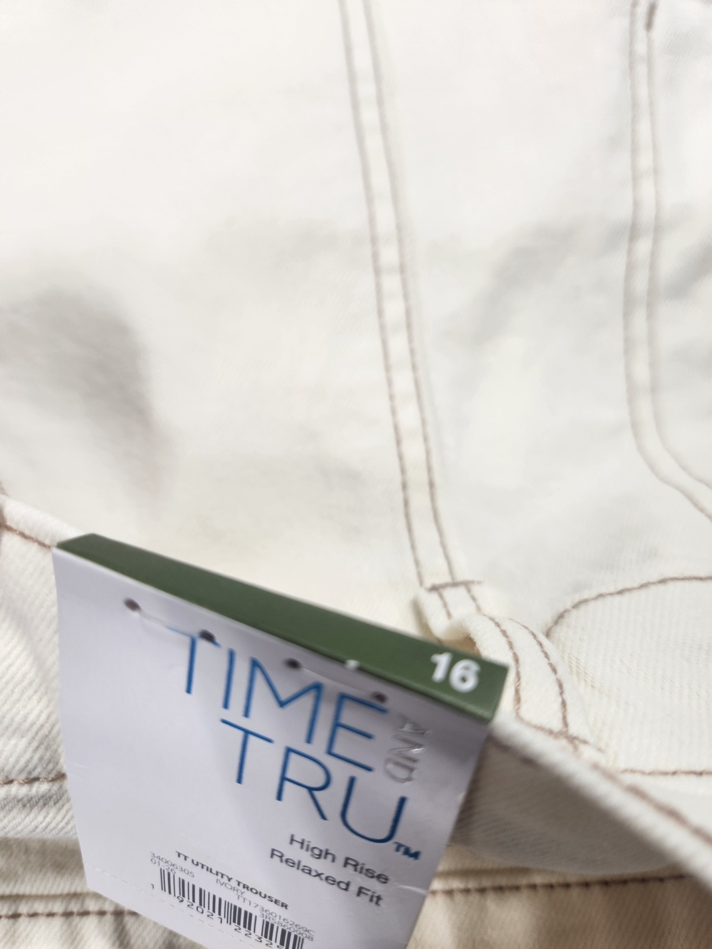 Time and Tru Cream Wide Leg High-Rise Jeans Sizes 12, 16, 18, 20 - Picture 7 of 12